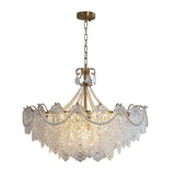 Elegant French Retro Ornate Glass Crystal Chandelier Luxury Tricolor LED Ceiling Light for Living Room Bedroom