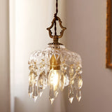 Elegant French Style Crystal Glass Pendant Lamp Vintage Gold LED Hanging Ceiling Light
