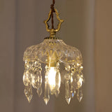 Elegant French Style Crystal Glass Pendant Lamp Vintage Gold LED Hanging Ceiling Light