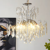 Elegant French Style Glass Crystal Chandelier 3 Color Dimming Luxury Pendant Ceiling Lamp