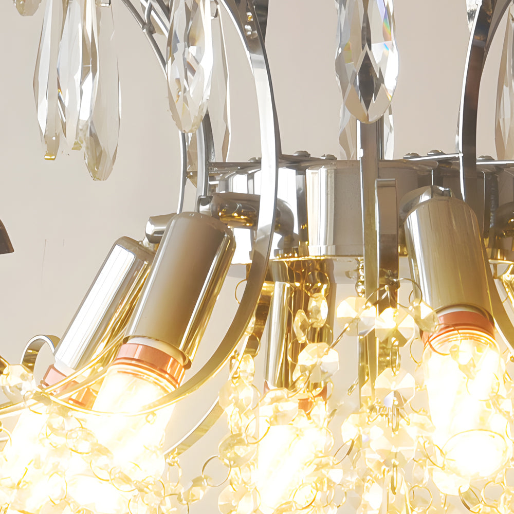 Elegant French Style Glass Crystal Chandelier 3 Color Dimming Luxury Pendant Ceiling Lamp