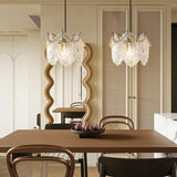 Elegant French Style Glass Feather and Seashell Chandelier with 3 Step Dimming for Bedrooms and Living Rooms