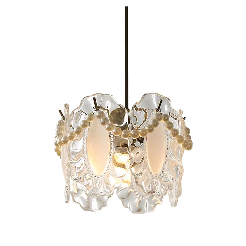 Elegant French Style Glass Feather and Seashell Chandelier with 3 Step Dimming for Bedrooms and Living Rooms