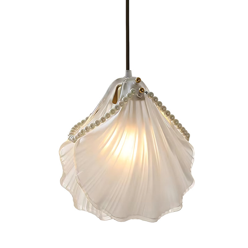 Elegant French Style Glass Feather and Seashell Chandelier with 3 Step Dimming for Bedrooms and Living Rooms