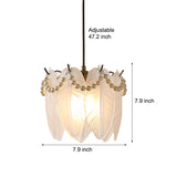 Elegant French Style Glass Feather and Seashell Chandelier with 3 Step Dimming for Bedrooms and Living Rooms