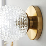 Elegant Glass Ball Copper LED Wall Sconce Three Color Temperature Dimming Vanity Light Fixture