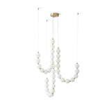 Elegant Glass Pearl Necklace Chandelier Brass and White Globe Modern Ceiling Light Fixture