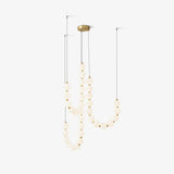 Elegant Glass Pearl Necklace Chandelier Brass and White Globe Modern Ceiling Light Fixture