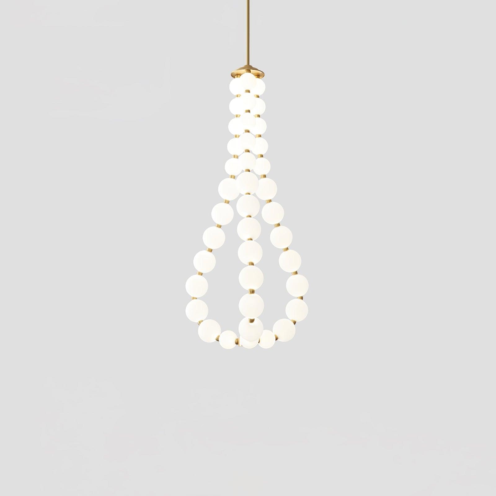 Elegant Glass Pearl Necklace Chandelier Brass and White Globe Modern Ceiling Light Fixture