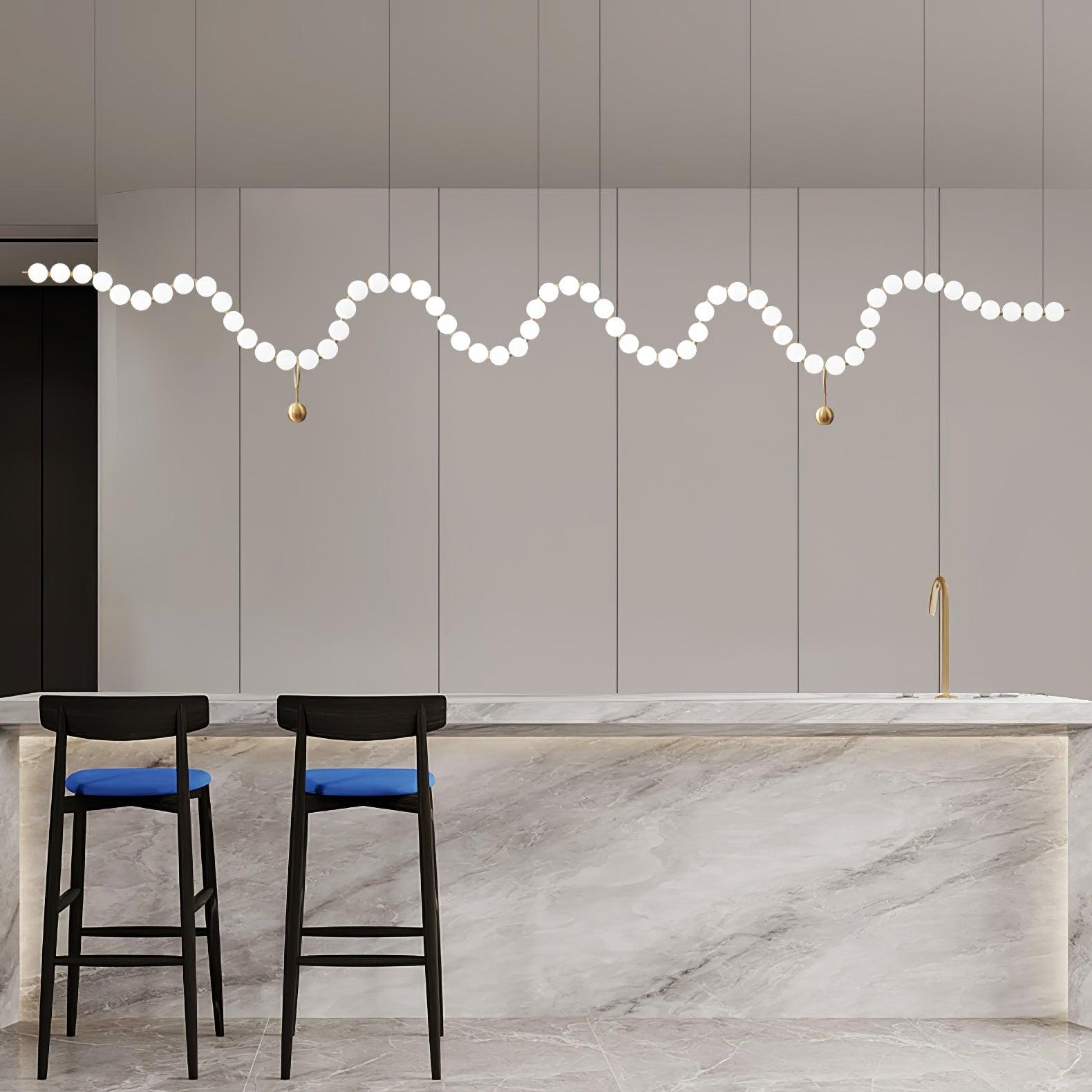 Elegant Glass Pearl Necklace Chandelier Brass and White Globe Modern Ceiling Light Fixture