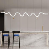 Elegant Glass Pearl Necklace Chandelier Brass and White Globe Modern Ceiling Light Fixture