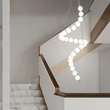 Elegant Glass Pearl Necklace Chandelier Brass and White Globe Modern Ceiling Light Fixture