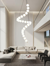 Elegant Glass Pearl Necklace Chandelier Brass and White Globe Modern Ceiling Light Fixture