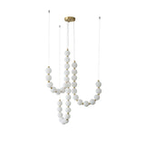 Elegant Glass Pearl Necklace Chandelier Brass and White Globe Modern Ceiling Light Fixture