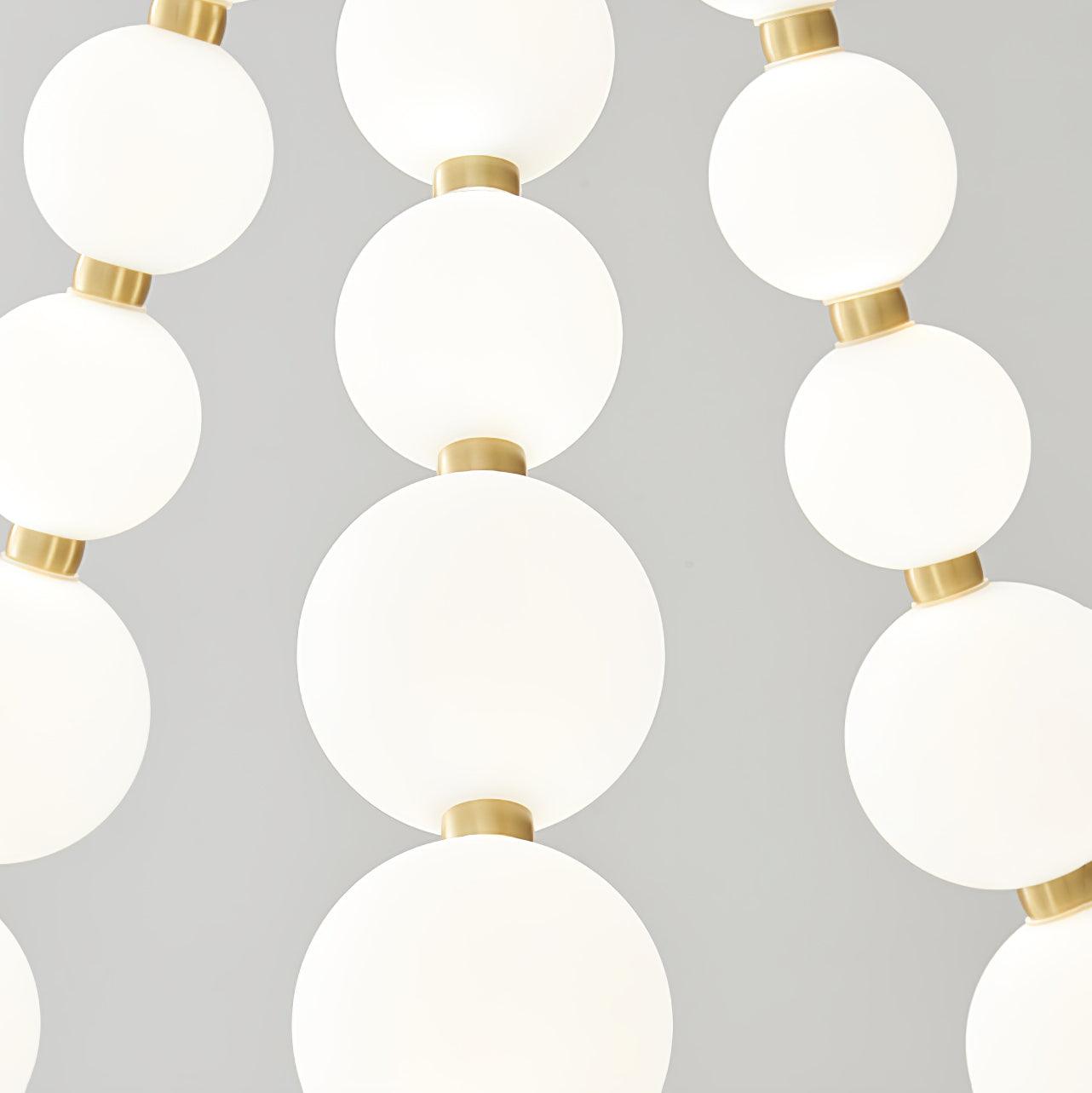 Elegant Glass Pearl Necklace Chandelier Brass and White Globe Modern Ceiling Light Fixture