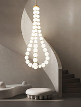 Elegant Glass Pearl Necklace Chandelier Brass and White Globe Modern Ceiling Light Fixture