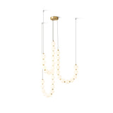 Elegant Glass Pearl Necklace Chandelier Brass and White Globe Modern Ceiling Light Fixture