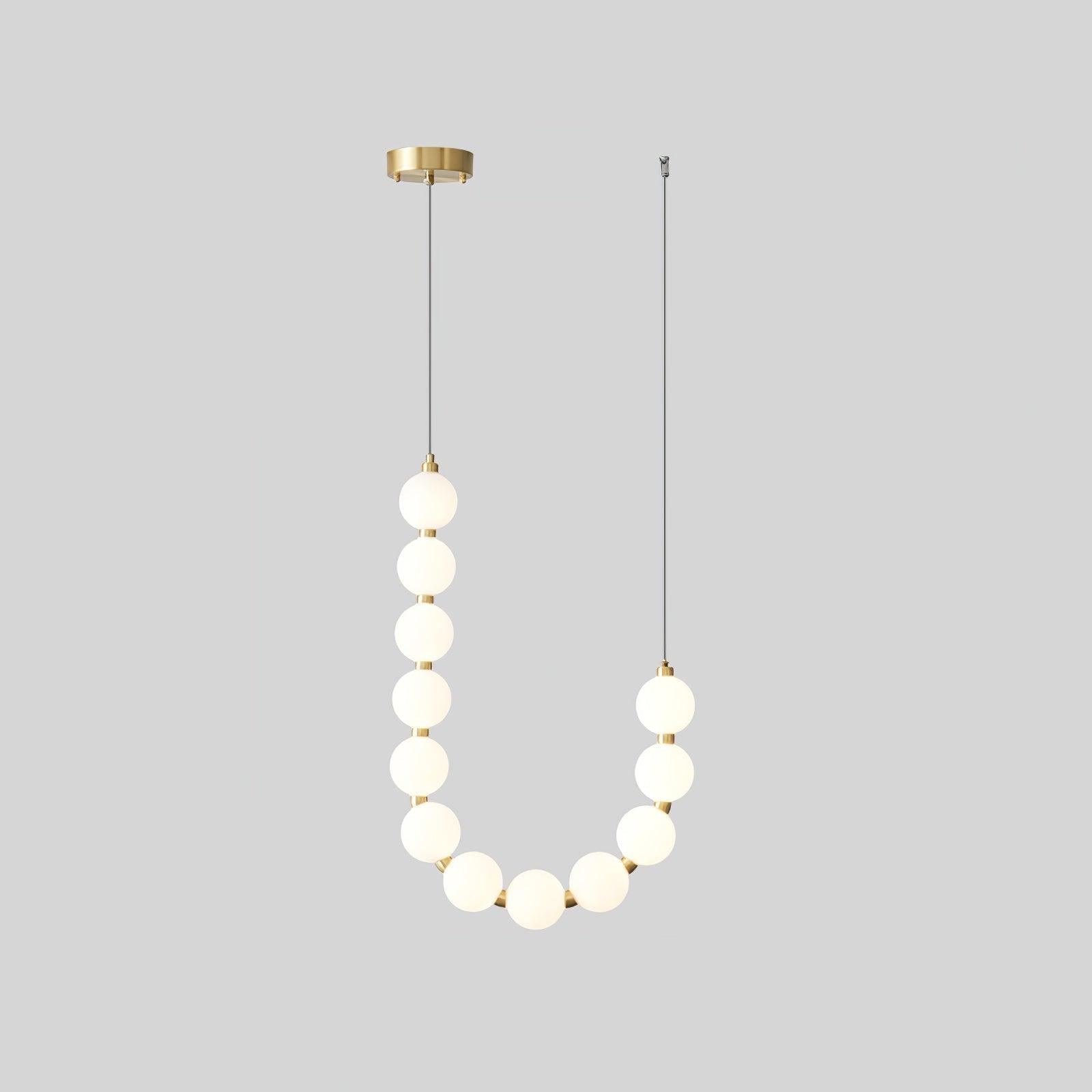 Elegant Glass Pearl Necklace Chandelier Brass and White Globe Modern Ceiling Light Fixture