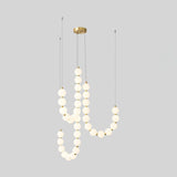 Elegant Glass Pearl Necklace Chandelier Brass and White Globe Modern Ceiling Light Fixture