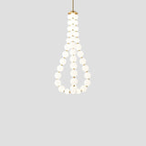 Elegant Glass Pearl Necklace Chandelier Brass and White Globe Modern Ceiling Light Fixture