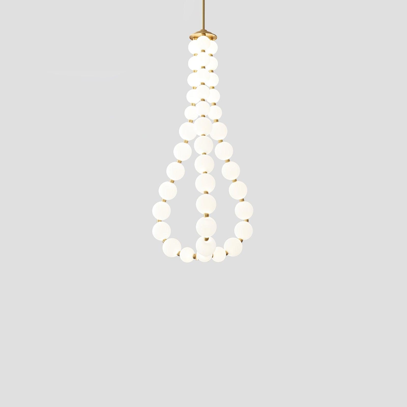 Elegant Glass Pearl Necklace Chandelier Brass and White Globe Modern Ceiling Light Fixture