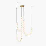 Elegant Glass Pearl Necklace Chandelier Brass and White Globe Modern Ceiling Light Fixture