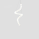 Elegant Glass Pearl Necklace Chandelier Brass and White Globe Modern Ceiling Light Fixture