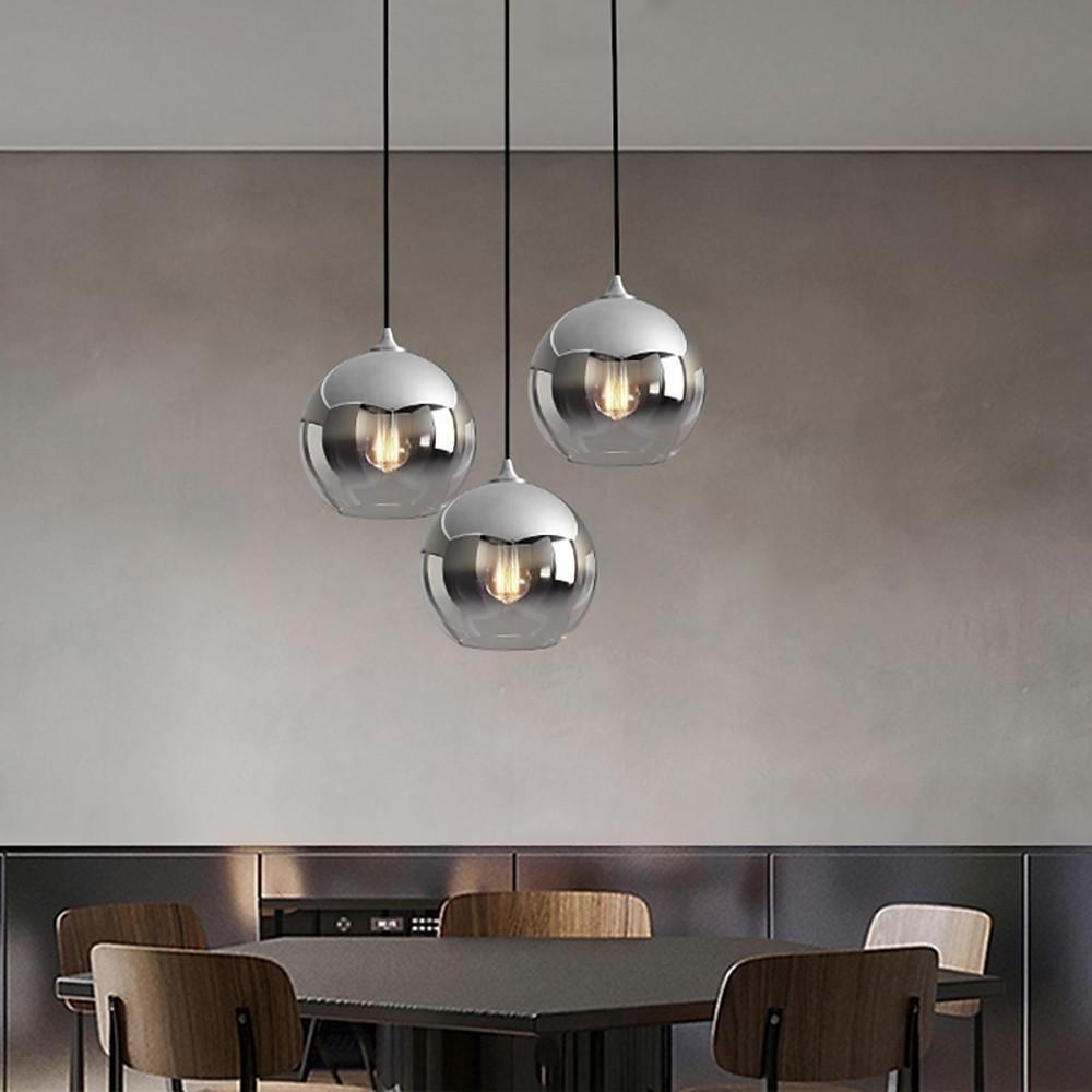Elegant Glass Sphere Pendant Light Modern LED Hanging Ceiling Lamp for Dining Room and Kitchen Island