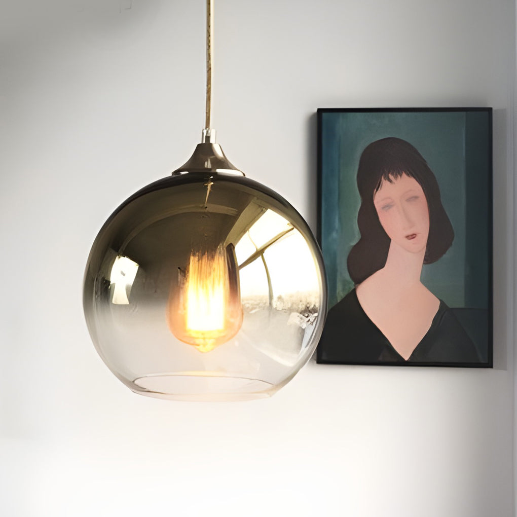 Elegant Glass Sphere Pendant Light Modern LED Hanging Ceiling Lamp for Dining Room and Kitchen Island