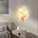 Elegant Gold and White Ginkgo Leaf Wall Sconce Indoor Ceramic Accent Lighting