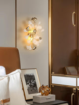 Elegant Gold and White Ginkgo Leaf Wall Sconce Indoor Ceramic Accent Lighting