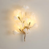 Elegant Gold and White Ginkgo Leaf Wall Sconce Indoor Ceramic Accent Lighting
