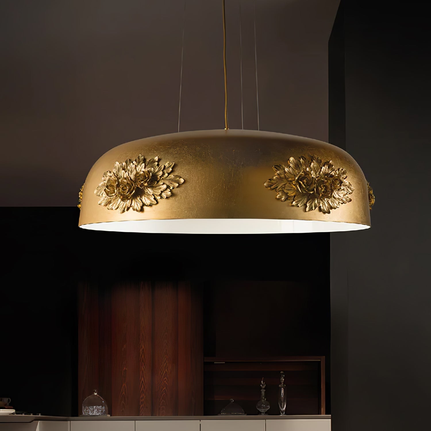 Elegant Gold Crystal Pendant Light Luxury Resin Chandelier with Gold Foil Finish
