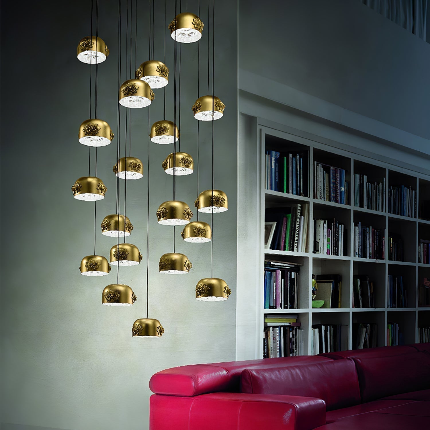 Elegant Gold Crystal Pendant Light Luxury Resin Chandelier with Gold Foil Finish