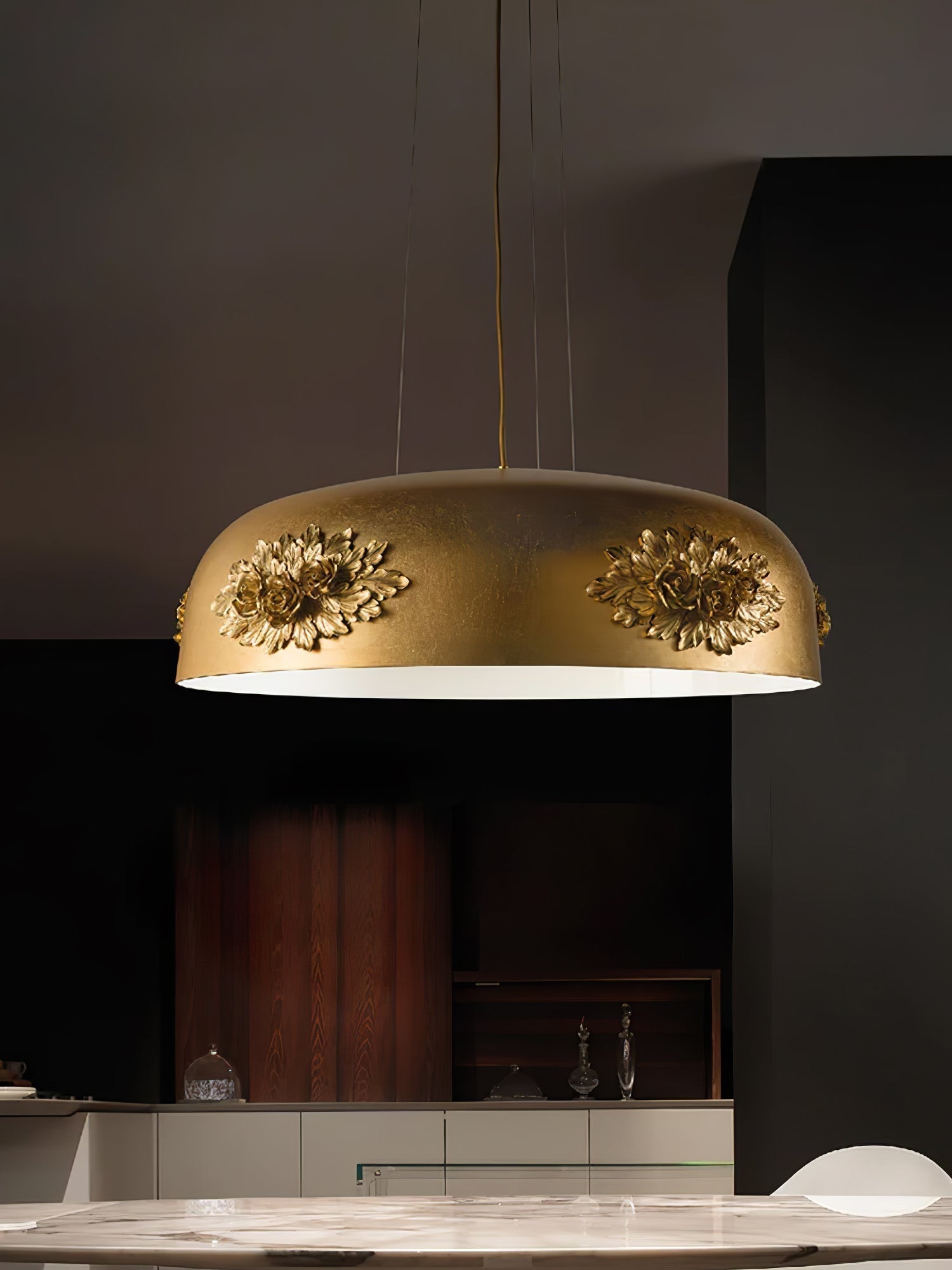 Elegant Gold Crystal Pendant Light Luxury Resin Chandelier with Gold Foil Finish