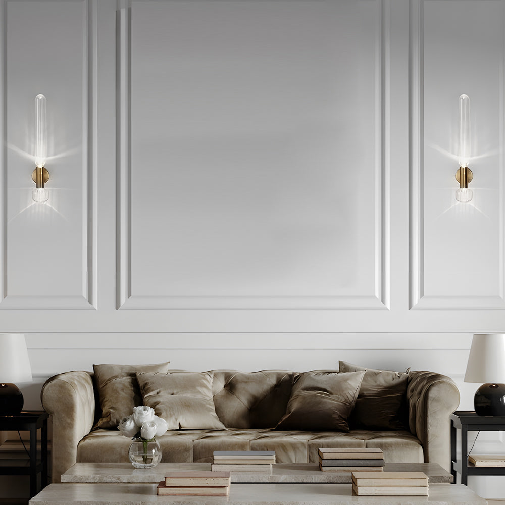 Elegant Gold Glass Tube Wall Light Modern Postmodern Up and Down Interior Sconce Lighting