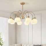 Elegant Gold Pumpkin Glass Chandelier Gasolier Pendant Lighting for Dining and Living Rooms