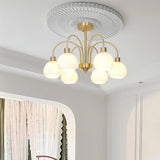 Elegant Gold Pumpkin Glass Chandelier Gasolier Pendant Lighting for Dining and Living Rooms