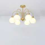 Elegant Gold Pumpkin Glass Chandelier Gasolier Pendant Lighting for Dining and Living Rooms