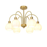 Elegant Gold Pumpkin Glass Chandelier Gasolier Pendant Lighting for Dining and Living Rooms