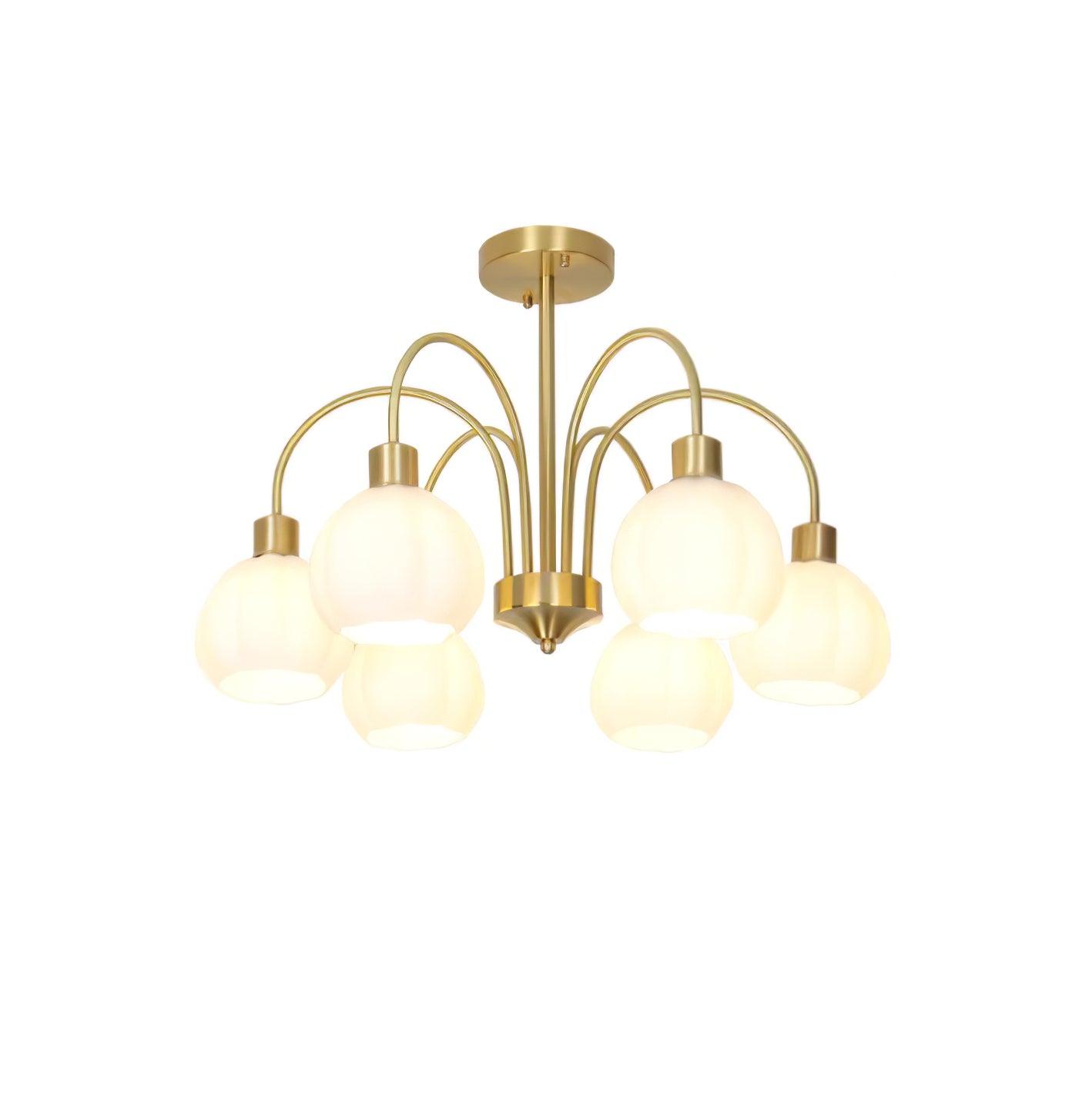 Elegant Gold Pumpkin Glass Chandelier Gasolier Pendant Lighting for Dining and Living Rooms