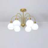 Elegant Gold Pumpkin Glass Chandelier Gasolier Pendant Lighting for Dining and Living Rooms