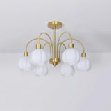 Elegant Gold Pumpkin Glass Chandelier Gasolier Pendant Lighting for Dining and Living Rooms