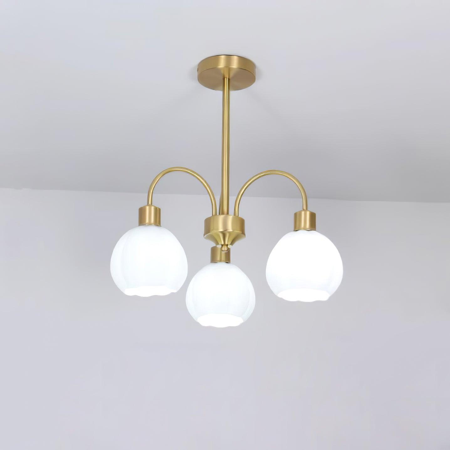 Elegant Gold Pumpkin Glass Chandelier Gasolier Pendant Lighting for Dining and Living Rooms