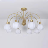 Elegant Gold Pumpkin Glass Chandelier Gasolier Pendant Lighting for Dining and Living Rooms