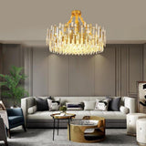 Elegant Golden Round Crystal Chandelier Luxury Modern Pendant Lighting for Dining and Living Rooms