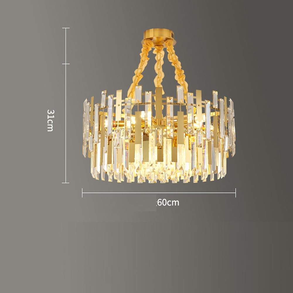 Elegant Golden Round Crystal Chandelier Luxury Modern Pendant Lighting for Dining and Living Rooms