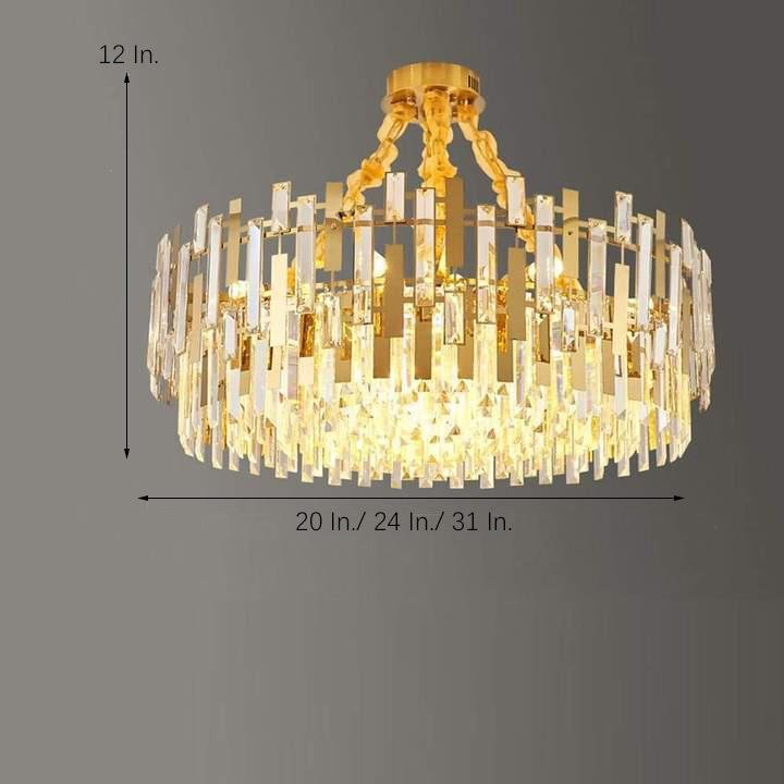 Elegant Golden Round Crystal Chandelier Luxury Modern Pendant Lighting for Dining and Living Rooms