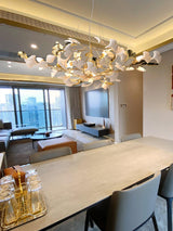Elegant Handcrafted Ceramic Ginkgo Leaf Chandelier for Modern Luxury Living Rooms
