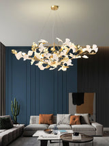 Elegant Handcrafted Ceramic Ginkgo Leaf Chandelier for Modern Luxury Living Rooms